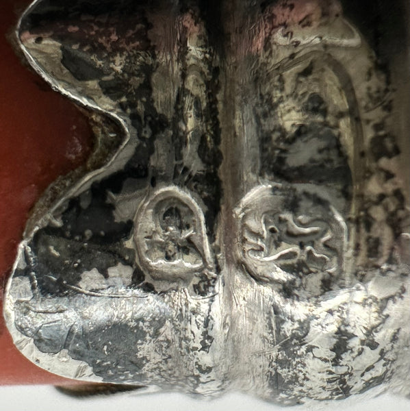 Georgian Period English Sterling and Coral Baby Rattle with Whistle. 5"