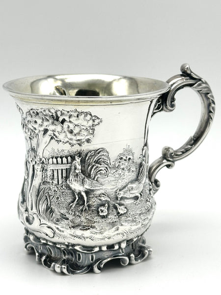 Baby Cup Christening Mug. English Sterling Silver London 1844. Victorian.