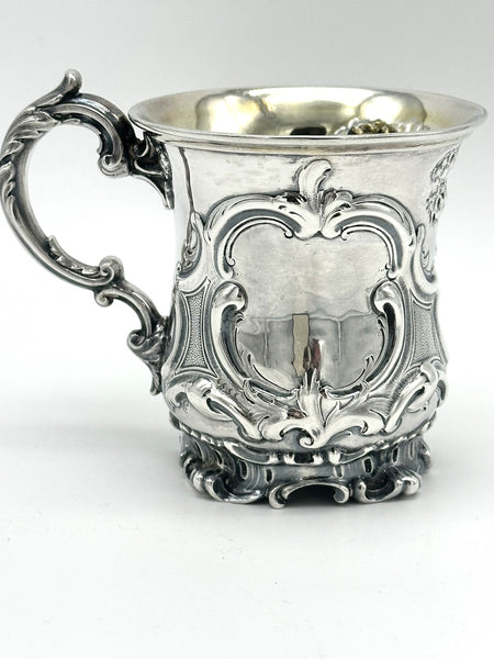 Baby Cup Christening Mug. English Sterling Silver London 1844. Victorian.