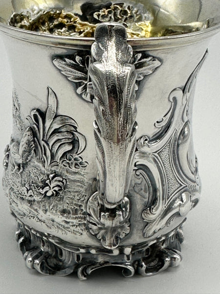 Baby Cup Christening Mug. English Sterling Silver London 1844. Victorian.