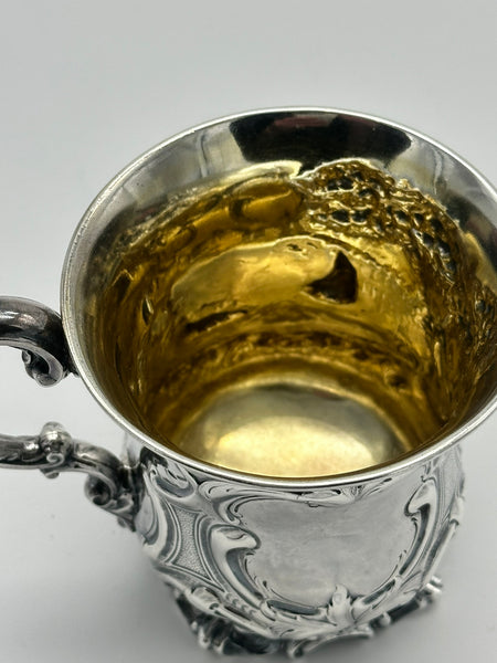 Baby Cup Christening Mug. English Sterling Silver London 1844. Victorian.
