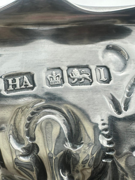 Footed Bowl. English Sterling Silver. Repousse Flowers. Sheffield 1903. 6" D