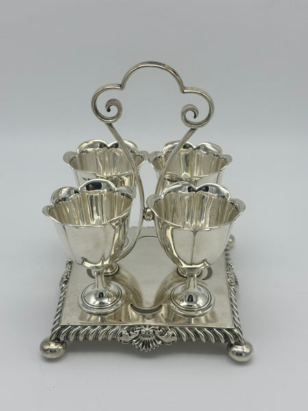 Egg Holder. English Sterling Silver. Sheffield 1905. Gadrooned and Shell Border.