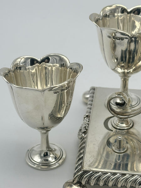 Egg Holder. English Sterling Silver. Sheffield 1905. Gadrooned and Shell Border.