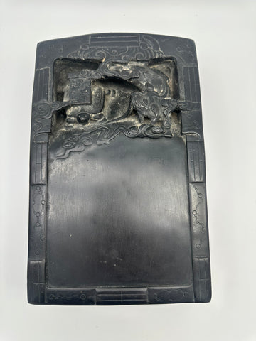 Large Chinese Inkstone on Stand. Mid 19th Century. Includes Scroll Weight