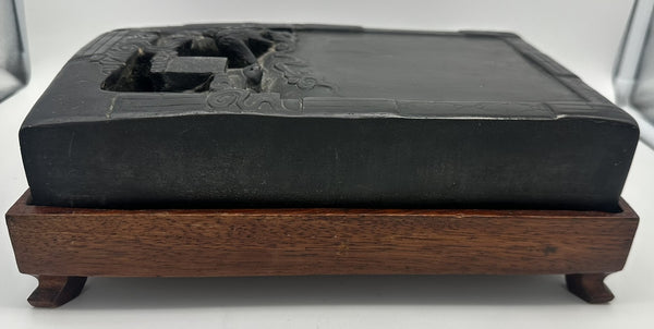 Large Chinese Inkstone on Stand. Mid 19th Century. Includes Scroll Weight