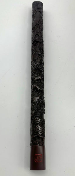 Large Chinese Inkstone on Stand. Mid 19th Century. Includes Scroll Weight