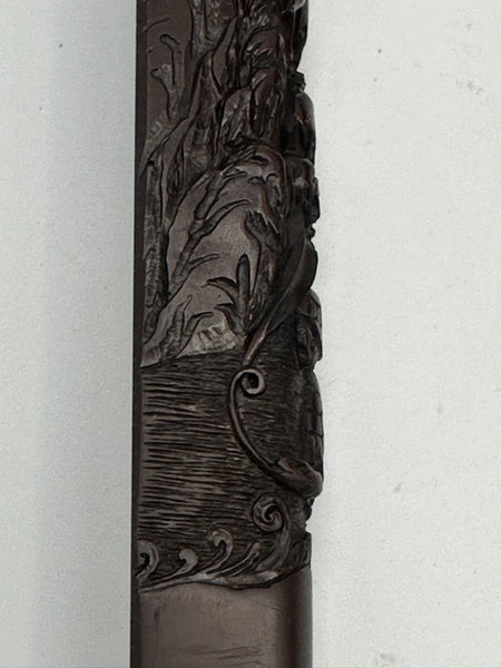 Large Chinese Inkstone on Stand. Mid 19th Century. Includes Scroll Weight