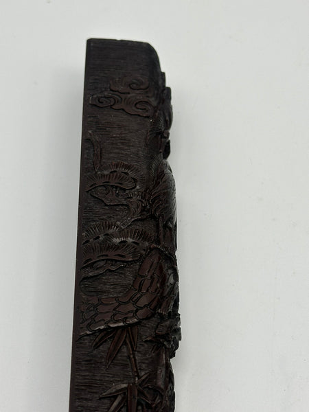 Large Chinese Inkstone on Stand. Mid 19th Century. Includes Scroll Weight