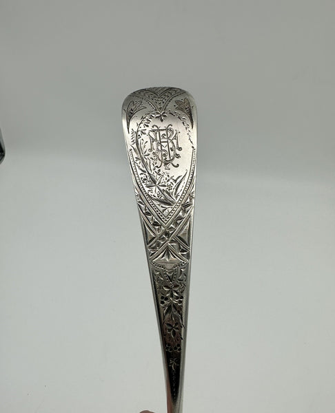 Soup Ladle. American Sterling Silver. Bright Cut Aesthetic Movement. 13"