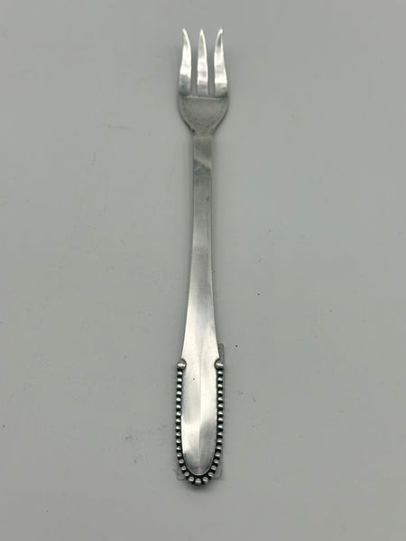 Seafood Cocktail Fork. Georg Jensen Denmark. Beaded Pattern. 1945-1951. 6 1/4"