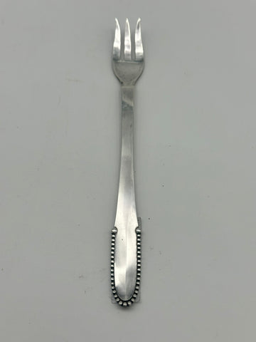 Seafood Cocktail Fork. Georg Jensen Denmark. Beaded Pattern. 1945-1951. 6 1/4"