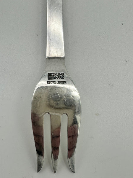 Seafood Cocktail Fork. Georg Jensen Denmark. Beaded Pattern. 1945-1951. 6 1/4"