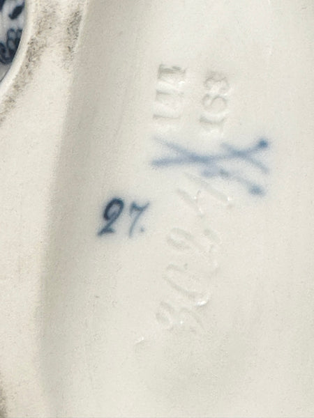 Pair Double Salts. Meissen Porcelain Blue and White. Girl and Boy Figures. 3024