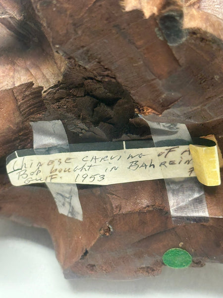 Chinese Carved Wood Immortal with Crane and Boy. Qing. 16 1/2" height