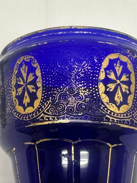 Bristol Blue Glass Covered Cup or Candy Dish. 18th Century. 7 1/2" Height