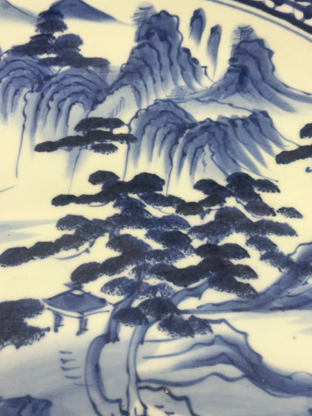 Large Charger. Japanese Blue and White Imari. Circa 1900. 18 3/4" Diameter