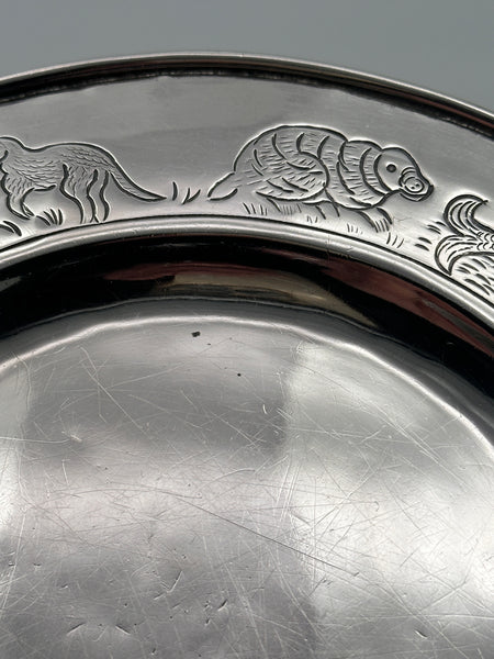Child's Plate. Sanborns Sterling Silver. Mexico. 7" D. Animals. 176 grams