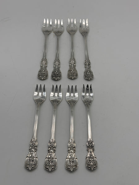 Set of 8 Seafood Cocktail Forks. Reed & Barton Francis I Sterling Silver. 5 1/2"