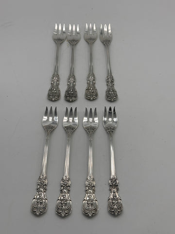 Set of 8 Seafood Cocktail Forks. Reed & Barton Francis I Sterling Silver. 5 1/2"
