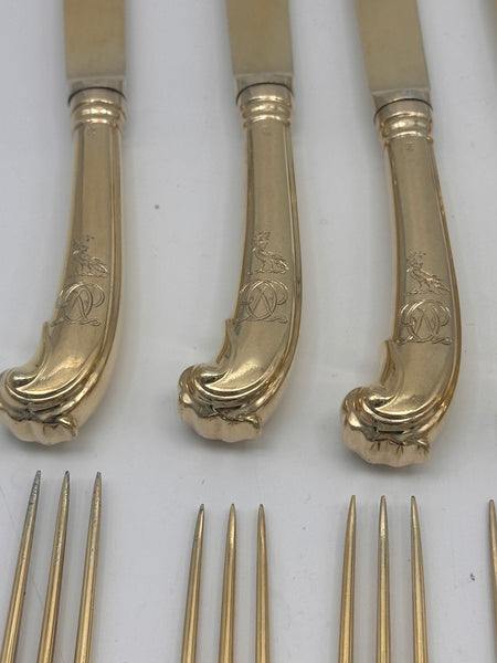 Fruit Dessert Set Service for 8. Victorian English Sterling Silver. London 1833.