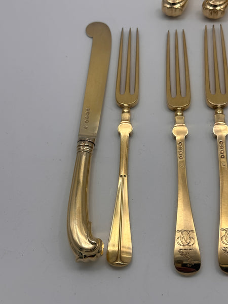 Fruit Dessert Set Service for 8. Victorian English Sterling Silver. London 1833.