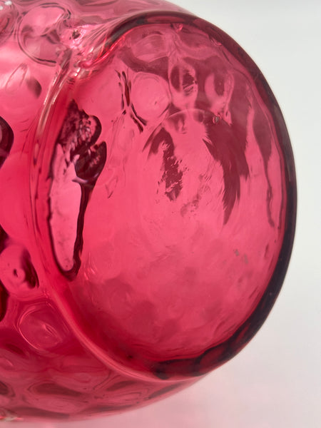 Biscuit Jar. Cranberry Glass Enamel and Gilded Flowers. Circa 1880