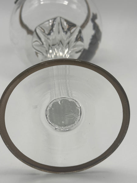 Set of Six Massive Crystal Goblets with Gilded Floral Wreaths and Bows. 9 1/2"