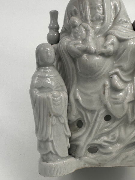Chinese Blanc d'Chine White Porcelain Qwan Yin. Guan Yin. 7" Height