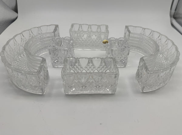 Six Piece Val St Lambert Glass Table Centerpiece. Original Box. 20th Century