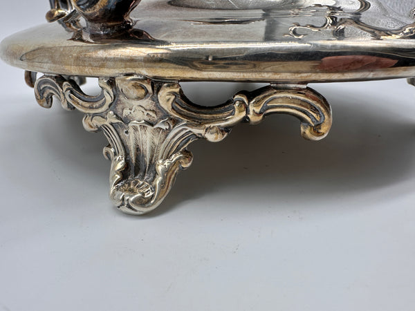 Victorian Silverplate Kettle on Stand. Ornate Floral.