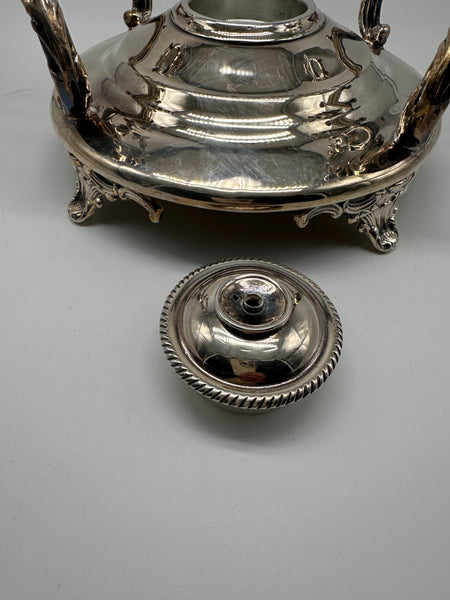 Victorian Silverplate Kettle on Stand. Ornate Floral.