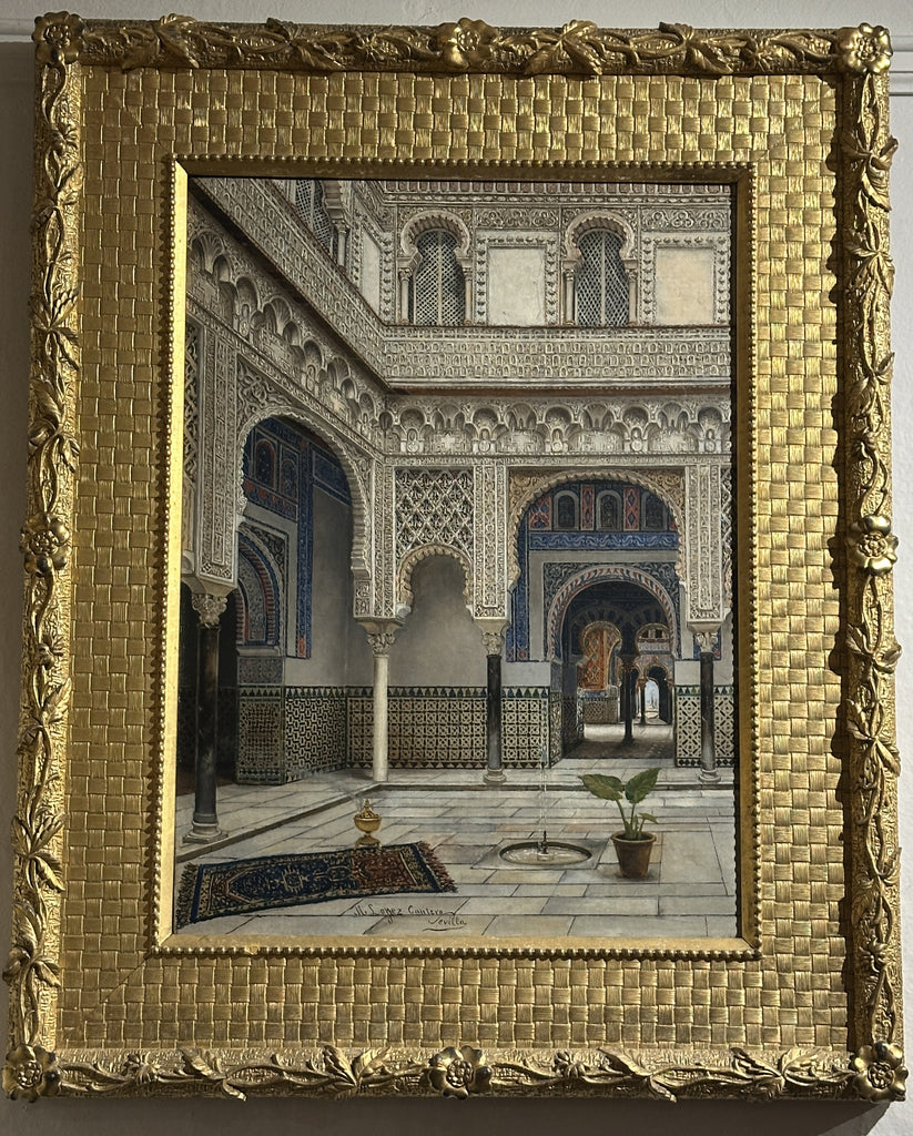 Manuel Lopez Cantero. Oil Painting on Panel. Alcazar de Seville. Spain.