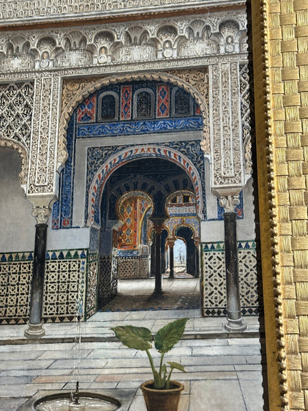 Manuel Lopez Cantero. Oil Painting on Panel. Alcazar de Seville. Spain.