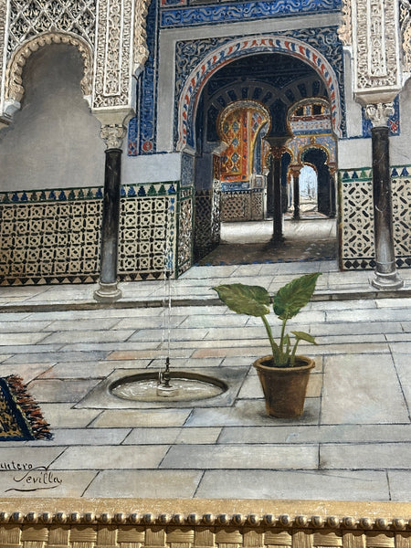Manuel Lopez Cantero. Oil Painting on Panel. Alcazar de Seville. Spain.