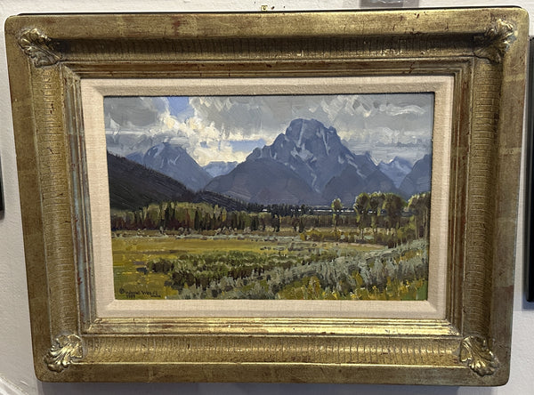 Wayne Wolfe 20th/21st Century American. Oil Painting on Board. Mt. Moran Tetons