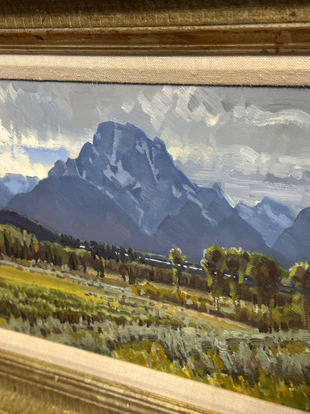 Wayne Wolfe 20th/21st Century American. Oil Painting on Board. Mt. Moran Tetons