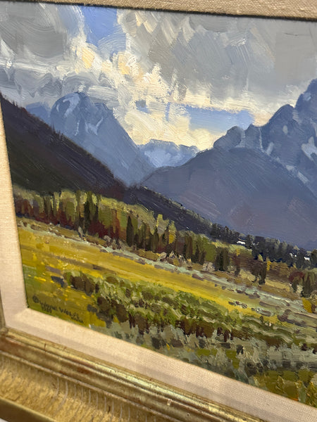 Wayne Wolfe 20th/21st Century American. Oil Painting on Board. Mt. Moran Tetons