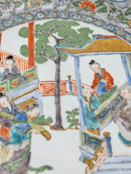 Chinese Porcelain Bowl. Famille Verte Qing Dynasty. Mid 19th Century. 16"