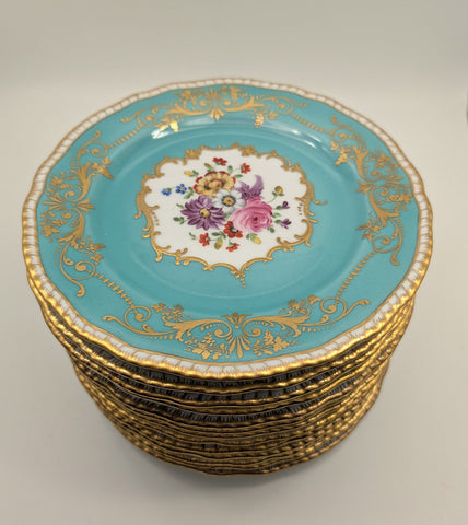 13 English Porcelain Chelsea-Derby Plates. 18th century. 8 1/4" Diameter