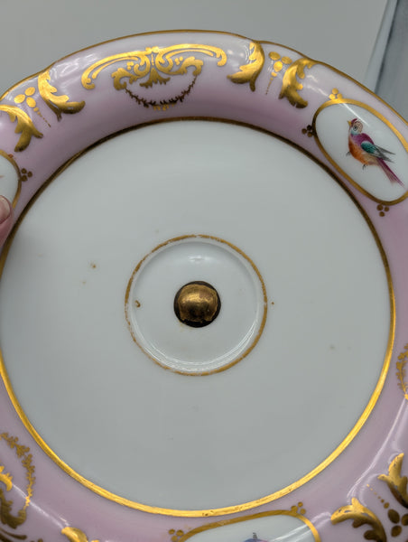 Pair Serving Dessert Compotes. French Old Paris Porcelain. Pink and White 19th C