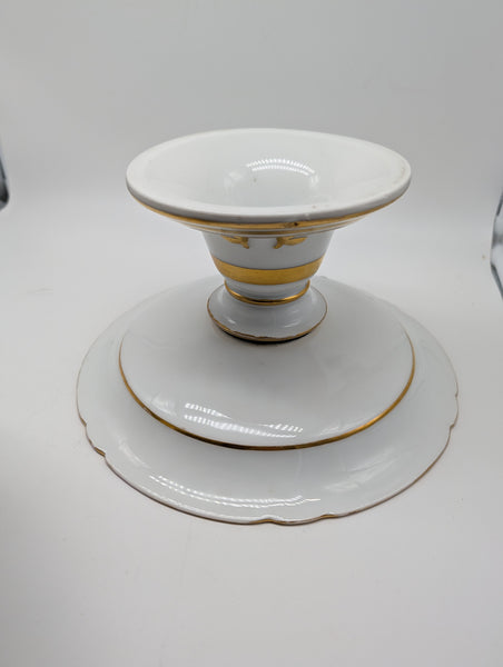 Pair Serving Dessert Compotes. French Old Paris Porcelain. Pink and White 19th C