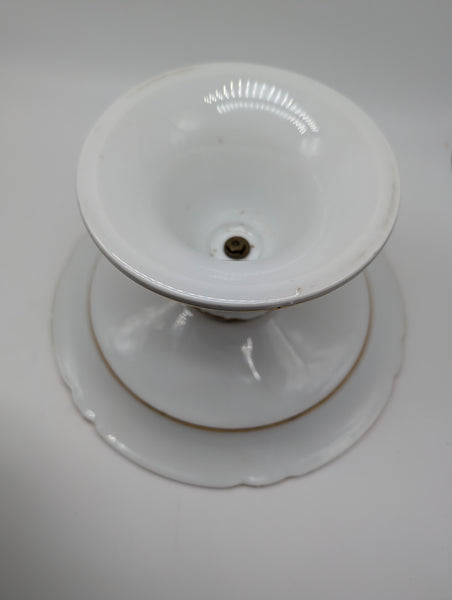 Pair Serving Dessert Compotes. French Old Paris Porcelain. Pink and White 19th C