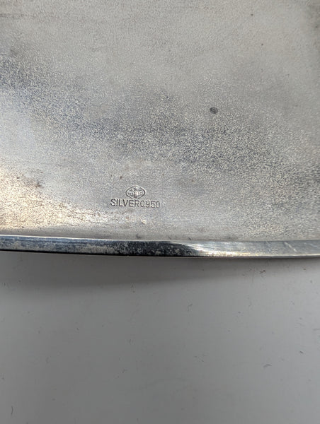 Vintage Japanese .950 Silver Cigarette Case. Pagoda Mountains. YUBI.