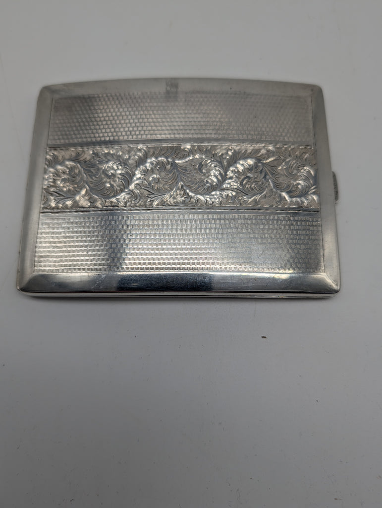 Vintage Cigarette Case. Japanese 950 Silver Toyokoki. Scrolling Leaves.