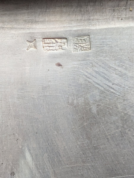 Large Cigarette Card Case. Japanese Silver. Pagoda, Trees, Dragon, Mt. Fuji.