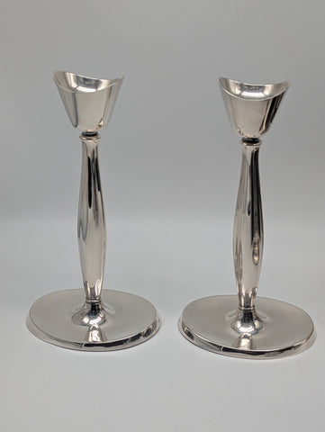 Pair Cohr Danish .826 Silver Candlesticks. Assay Mark for 1960. Mid Century