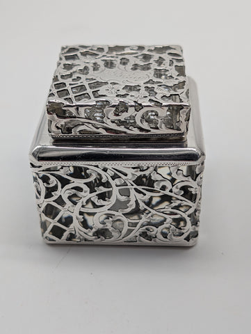 Antique Inkwell. Crystal Bottle with Sterling Silver Overlay. 2 1/4" 2 1/4"