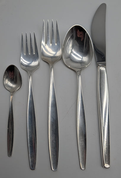 Georg Jensen Denmark Sterling Silver Cypress Pattern. Mid Century. 75 pieces.