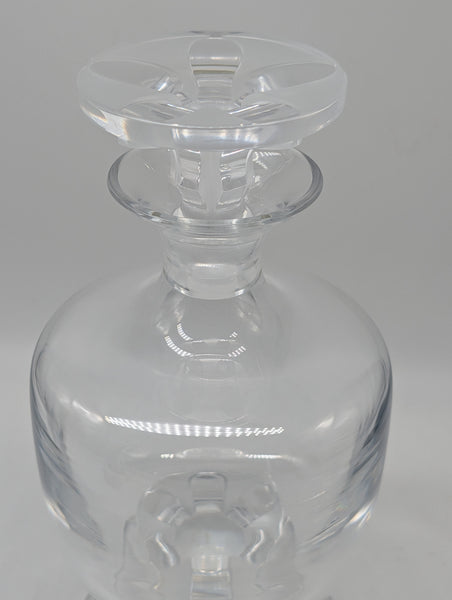 Decanter. Lalique French Glass. Valencay Pattern Clear and Frosted. 10 1/4"